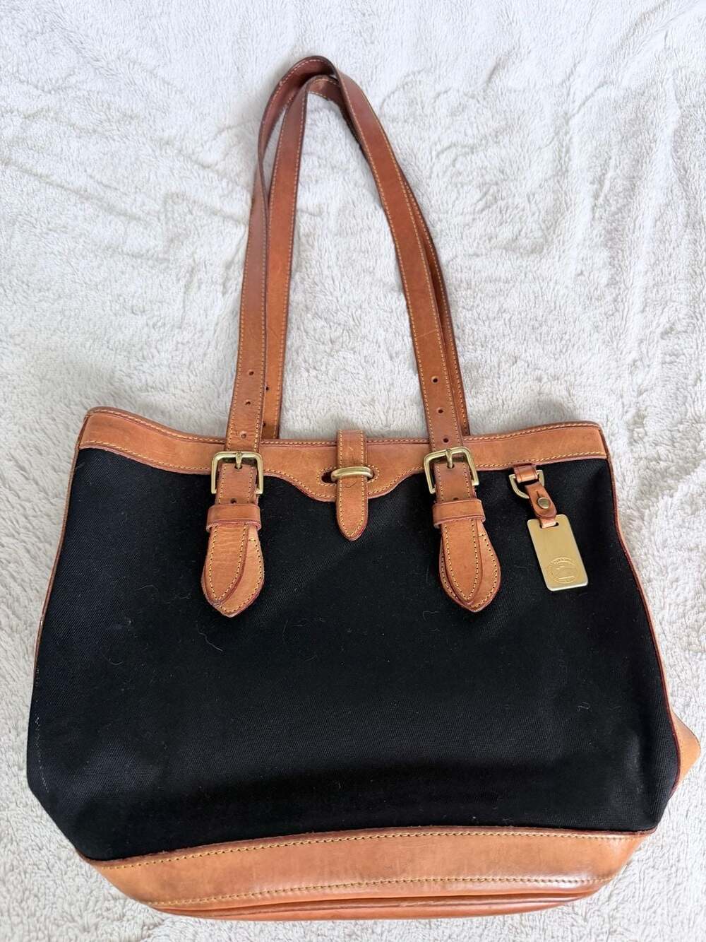 Vintage Dooney & Bourke Cabriolet Canvas and Leather Tote Bag Made in USA